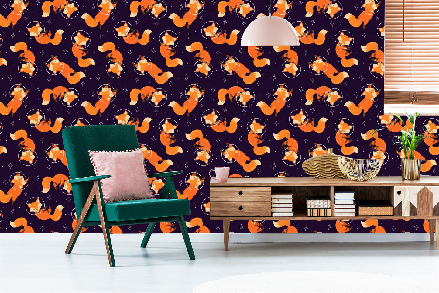 Wallpaper Foxes Astronauts