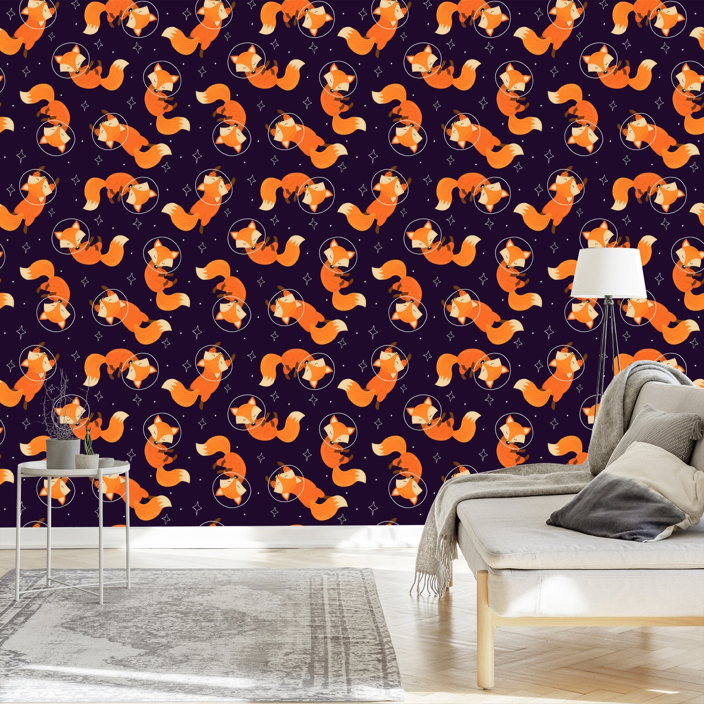 Wallpaper Foxes Astronauts