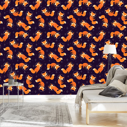 Wallpaper Foxes Astronauts