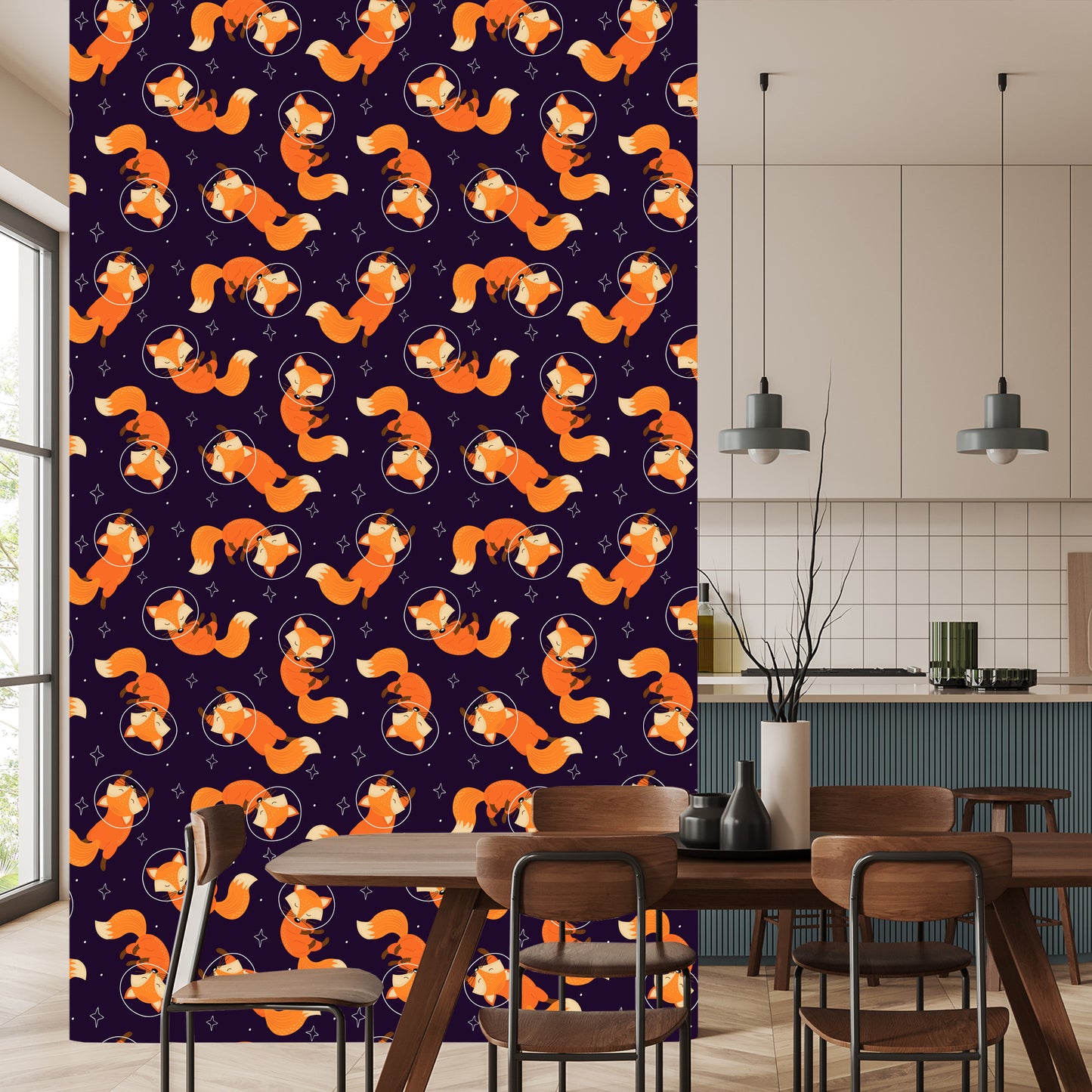 Wallpaper Foxes Astronauts
