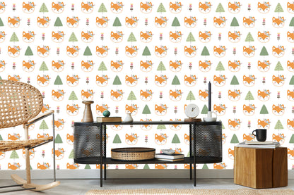 Wallpaper Foxes With Flowers