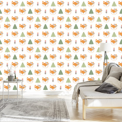 Wallpaper Foxes With Flowers
