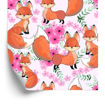 Wallpaper Lovely Foxes With Flowers