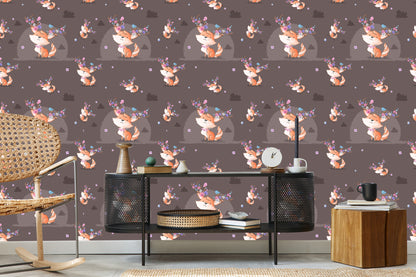 Wallpaper Foxes, Birds And Flowers