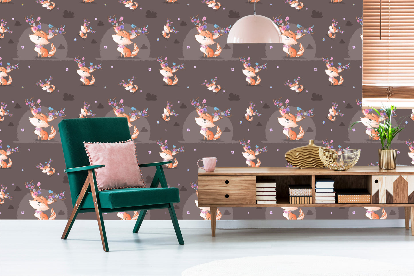 Wallpaper Foxes, Birds And Flowers