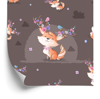 Wallpaper Foxes, Birds And Flowers
