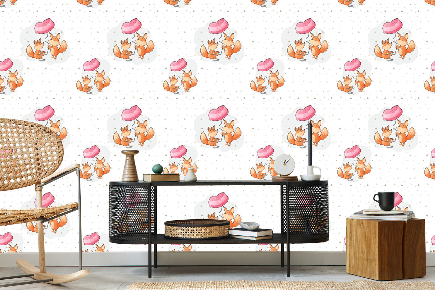 Wallpaper Foxes With Balloons
