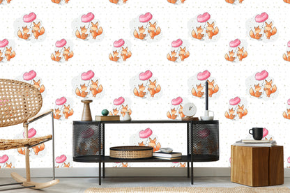 Wallpaper Foxes With Balloons
