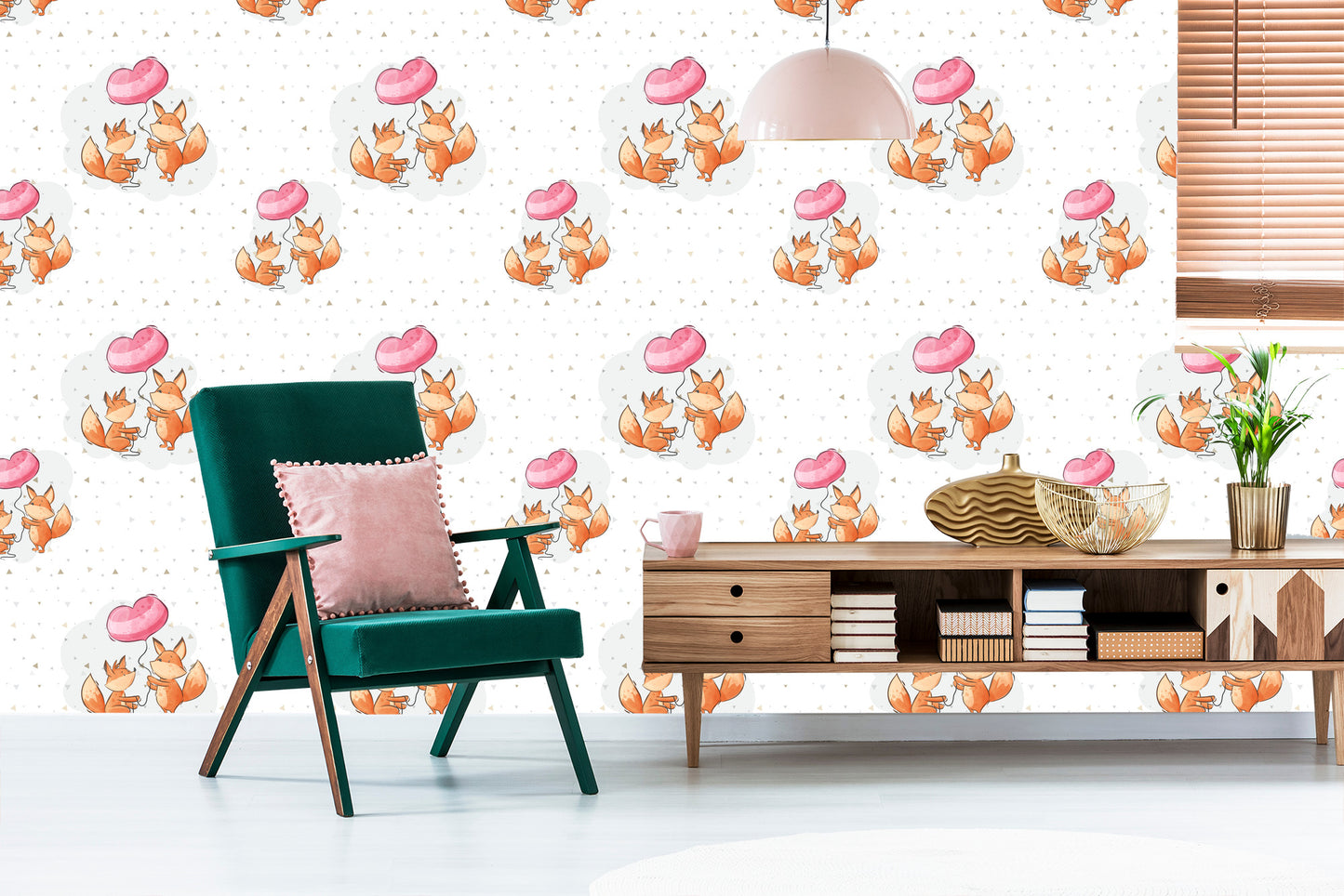 Wallpaper Foxes With Balloons