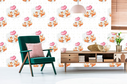 Wallpaper Foxes With Balloons