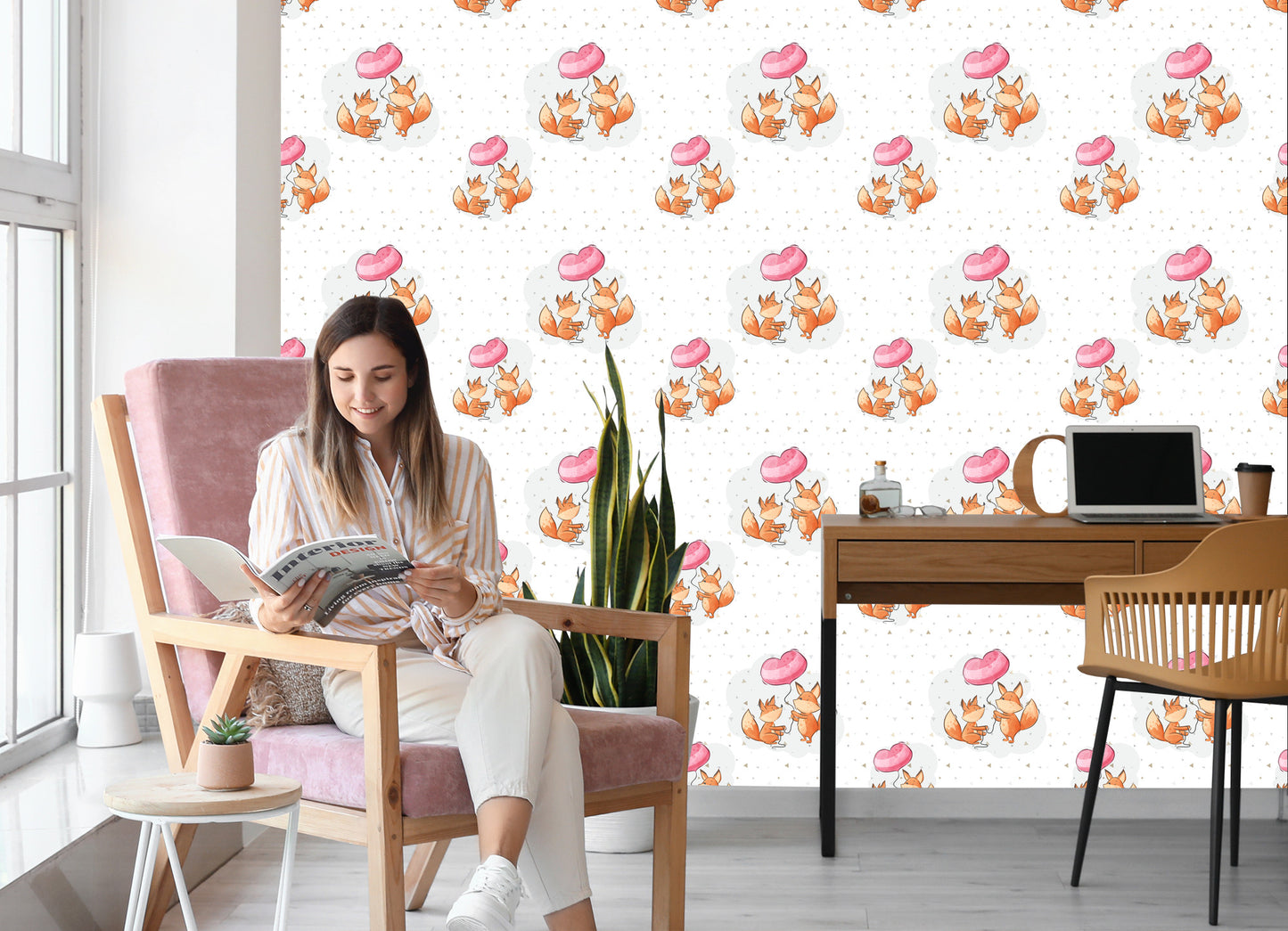 Wallpaper Foxes With Balloons