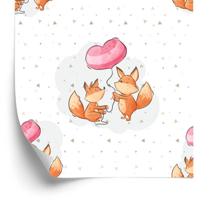 Wallpaper Foxes With Balloons