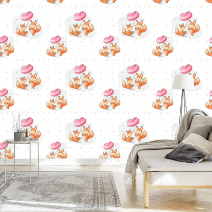 Wallpaper Foxes With Balloons
