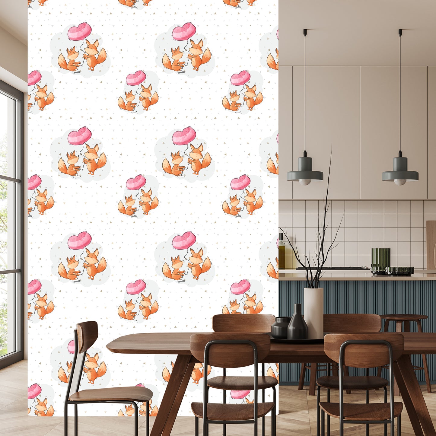 Wallpaper Foxes With Balloons