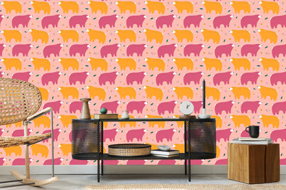 Wallpaper For Children - Colorful Teddy Bears - Scandinavian Style