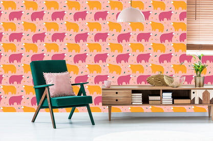Wallpaper For Children - Colorful Teddy Bears - Scandinavian Style