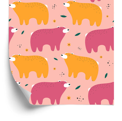 Wallpaper For Children - Colorful Teddy Bears - Scandinavian Style
