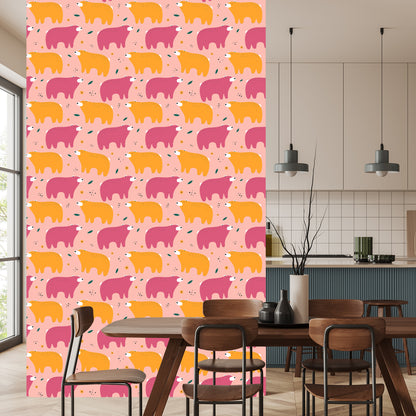 Wallpaper For Children - Colorful Teddy Bears - Scandinavian Style
