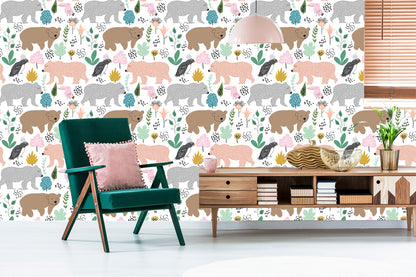 Wallpaper For Children - Colorful Bears And Birds
