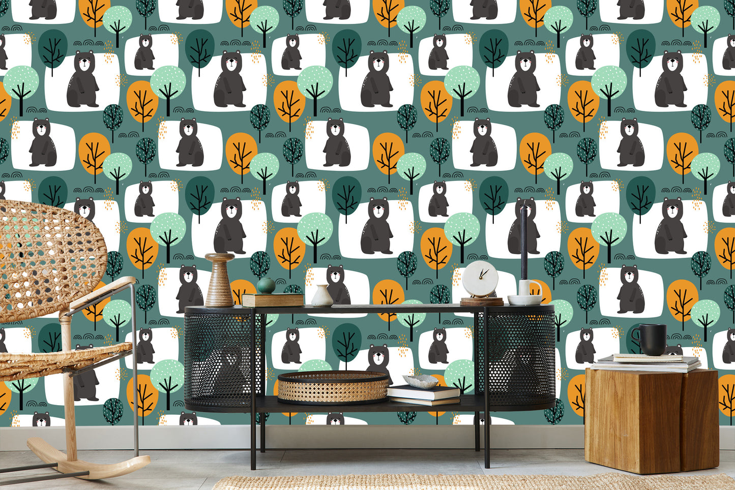 Wallpaper For Children - Adorable Teddy Bears In The Forest