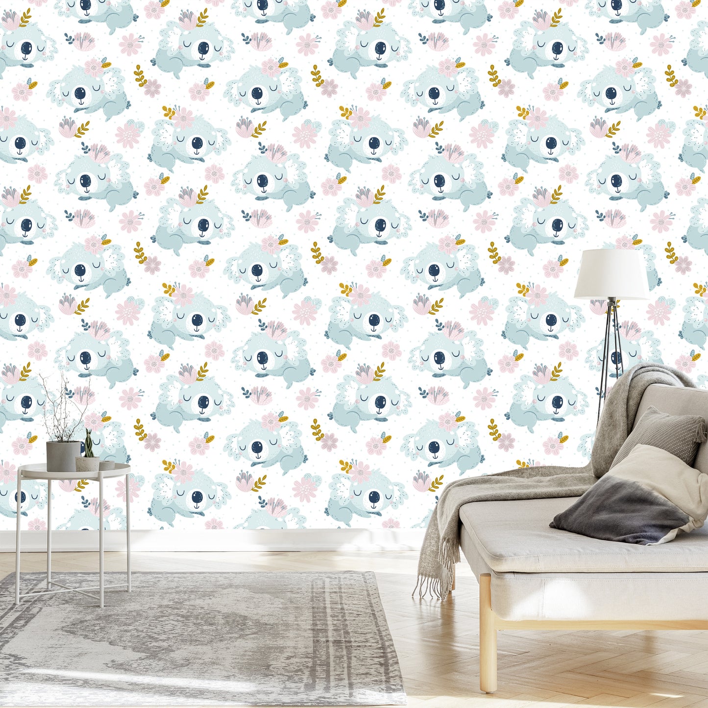 Wallpaper Koala Bears Flowers
