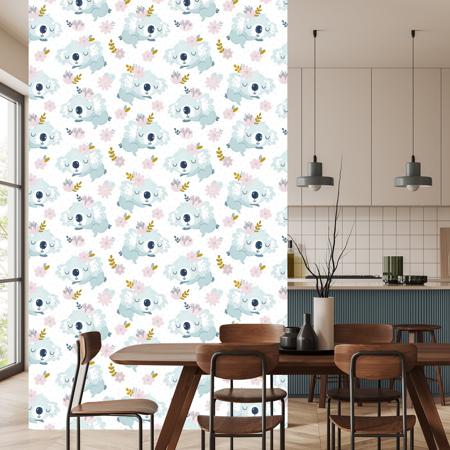 Wallpaper Koala Bears Flowers