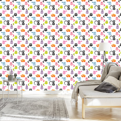 Wallpaper For Children - Funny Colorful Cats