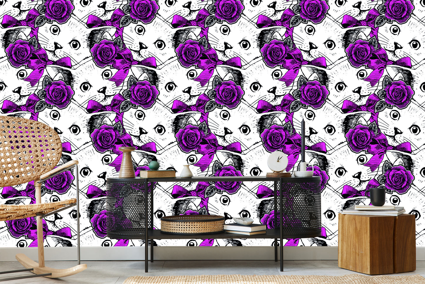 Wallpaper Cats And Roses