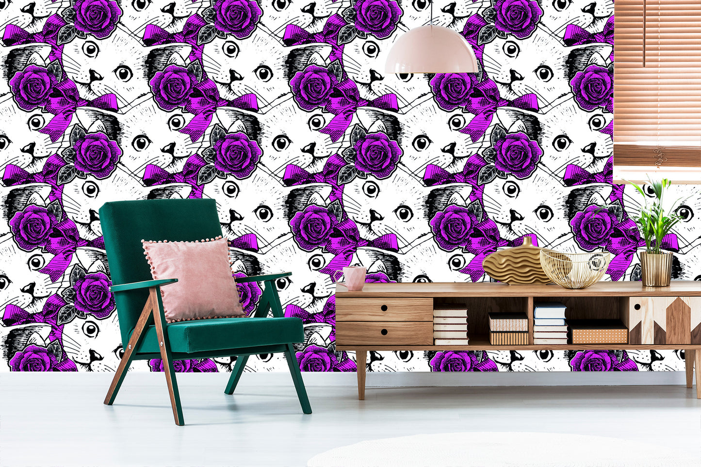 Wallpaper Cats And Roses