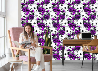Wallpaper Cats And Roses