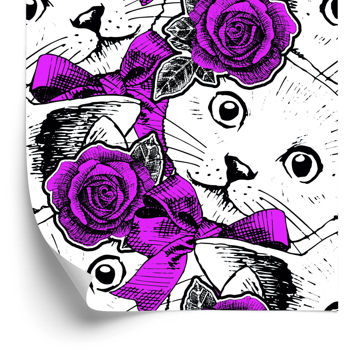 Wallpaper Cats And Roses