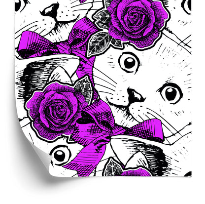 Wallpaper Cats And Roses