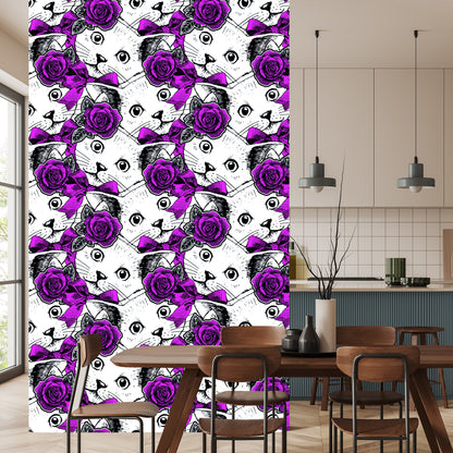 Wallpaper Cats And Roses