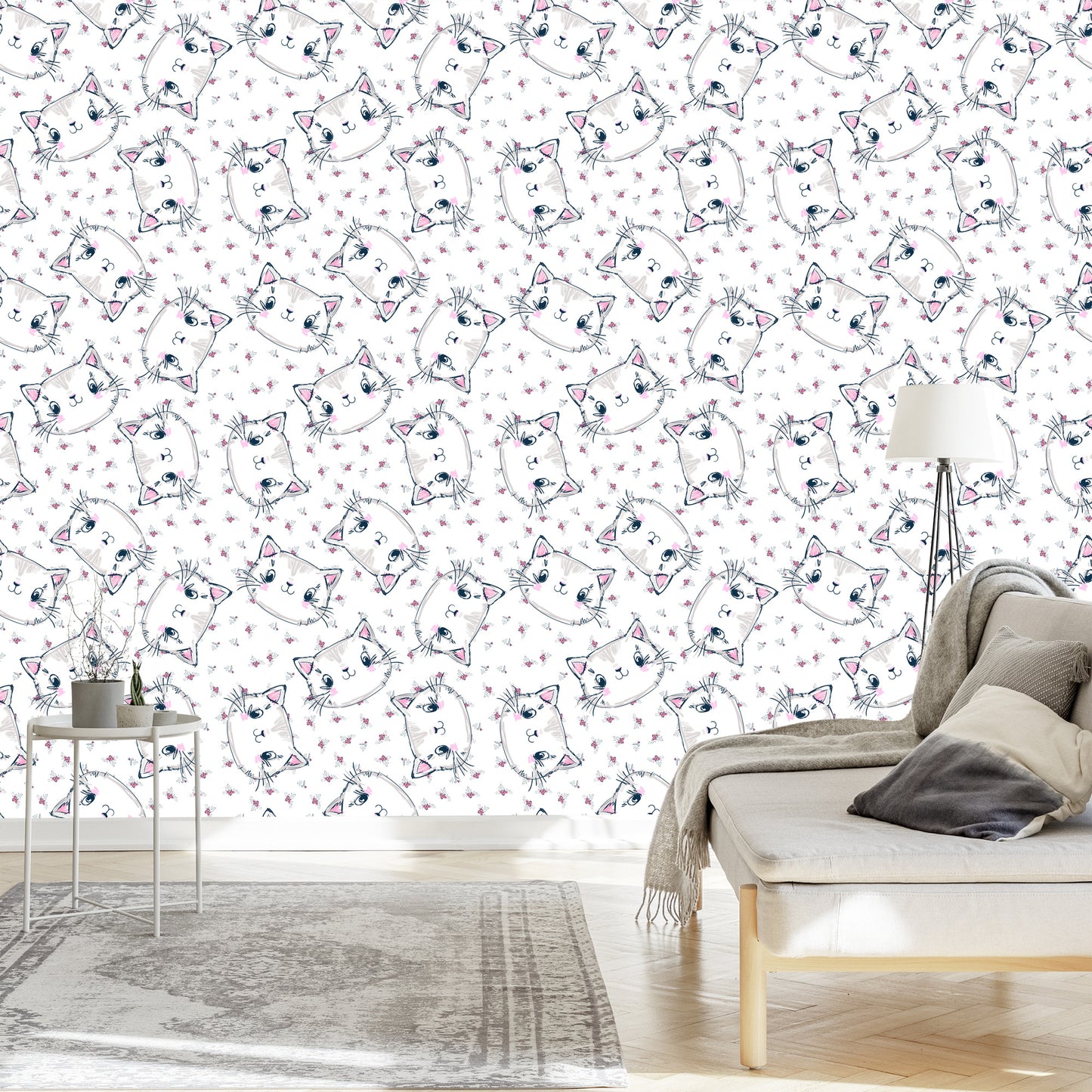 Wallpaper For Children - Cats And Flowers