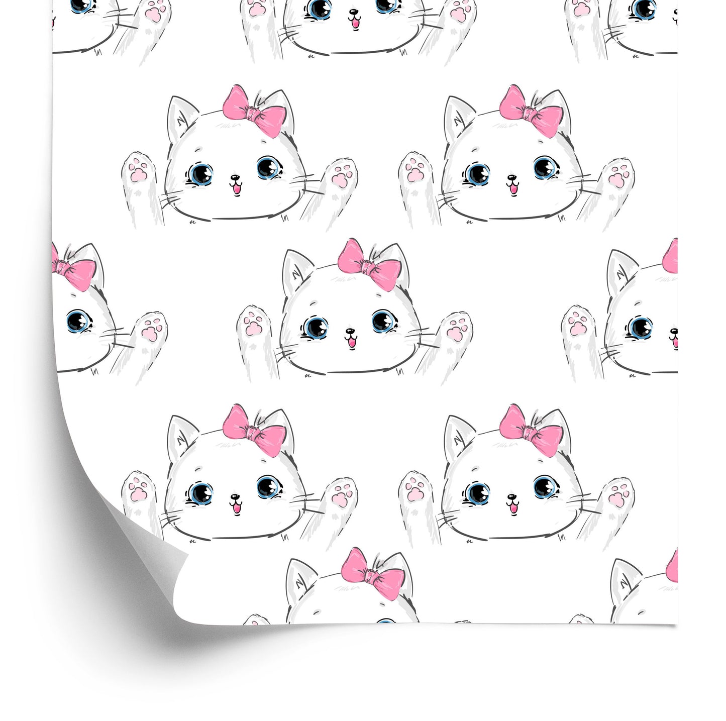 Wallpaper For Children - Happy Cats With A Bow
