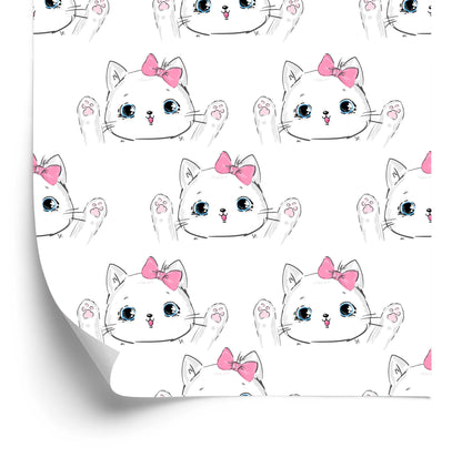 Wallpaper For Children - Happy Cats With A Bow