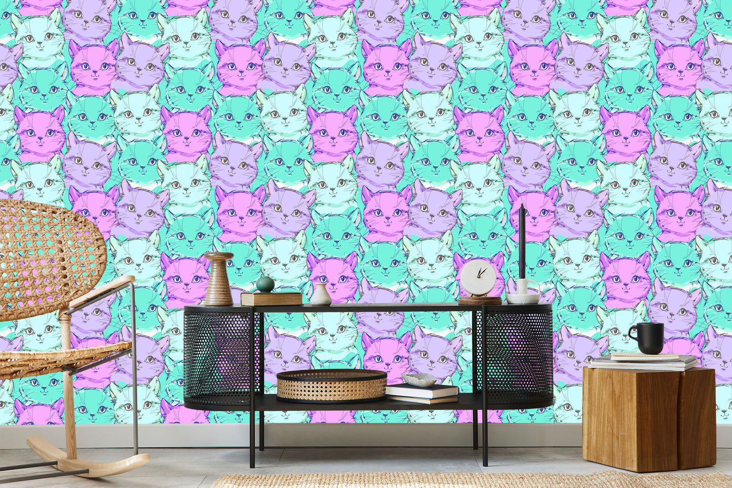 Wallpaper For Children - Little Colorful Cats