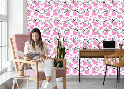 Wallpaper For Children - Little Kittens And Hearts
