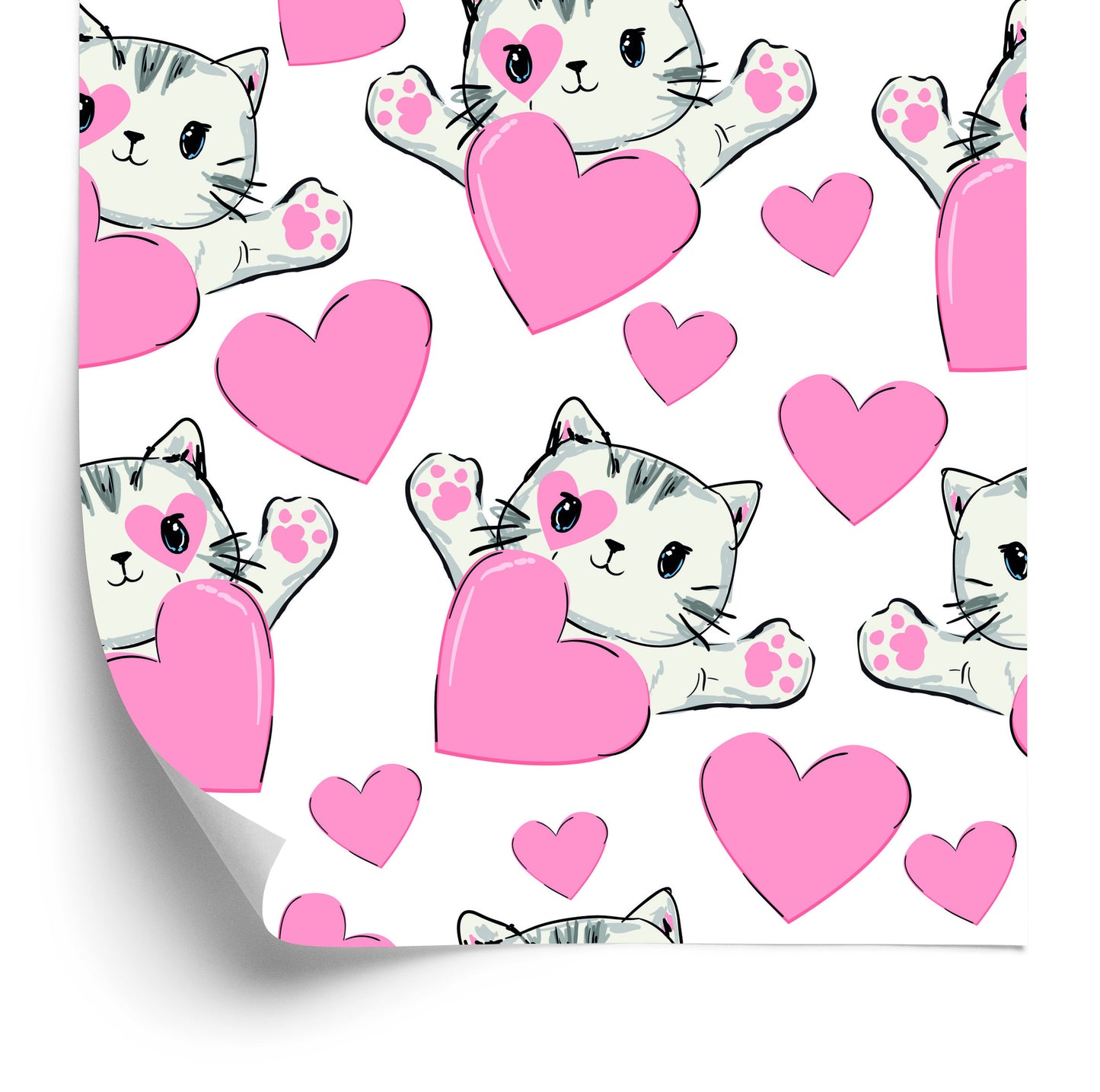 Wallpaper For Children - Little Kittens And Hearts
