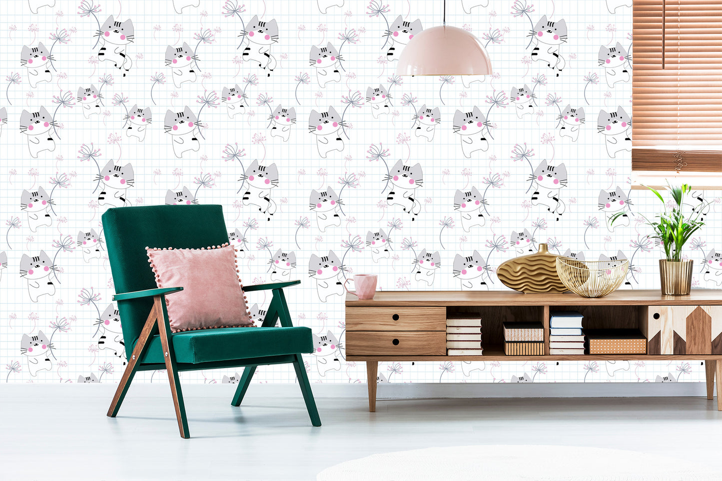 Wallpaper For Children - Cats And Flowers