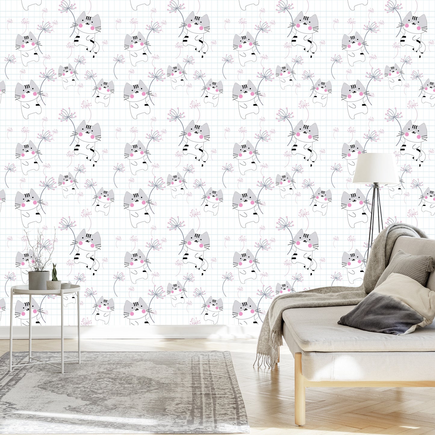 Wallpaper For Children - Cats And Flowers