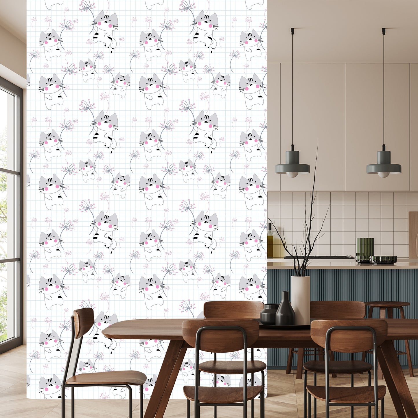 Wallpaper For Children - Cats And Flowers