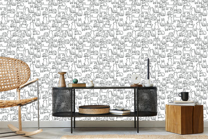 Wallpaper Cats In Black And White