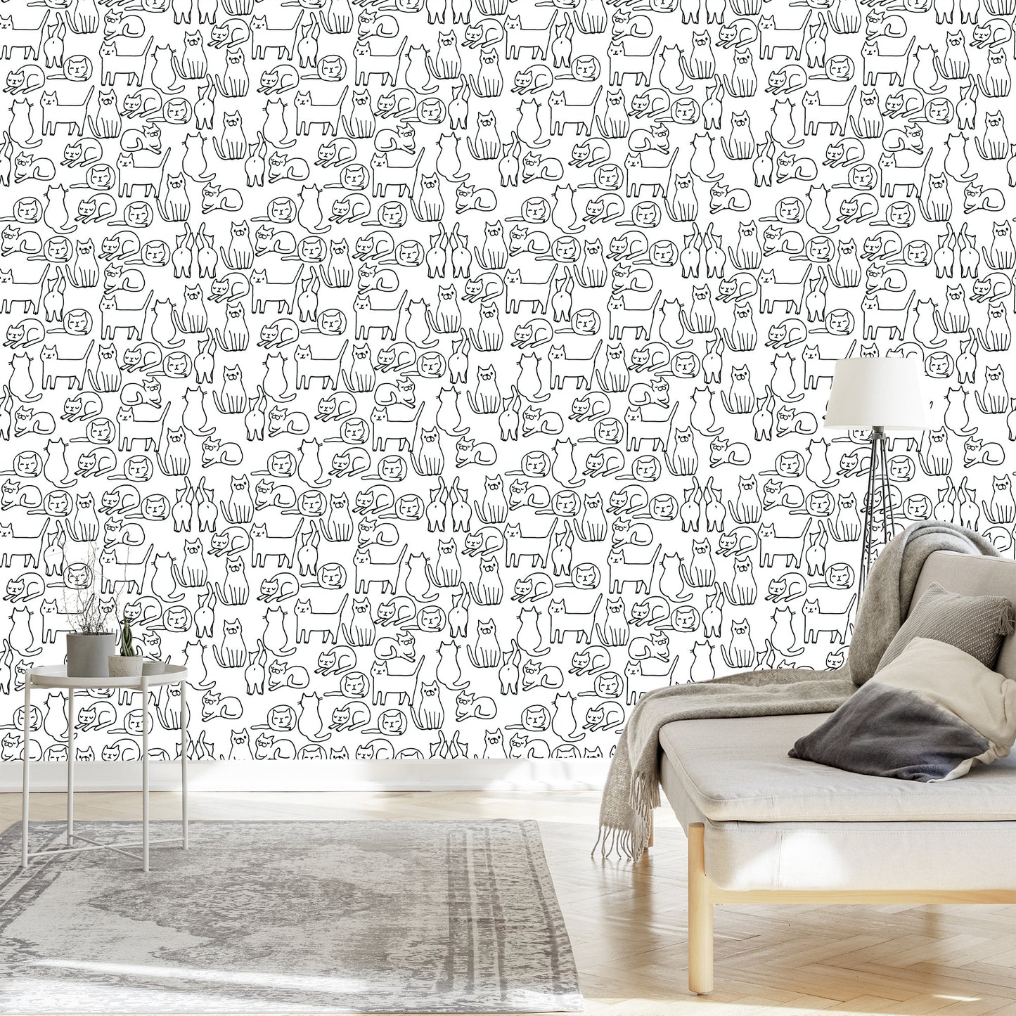 Wallpaper Cats In Black And White