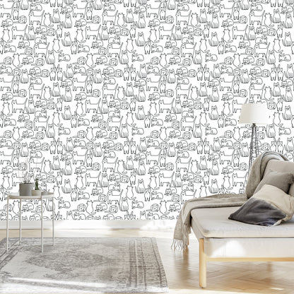 Wallpaper Cats In Black And White