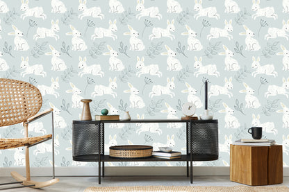 Wallpaper Rabbits Among Plants