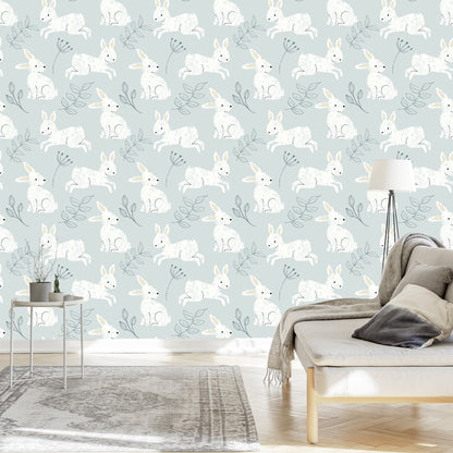 Wallpaper Rabbits Among Plants