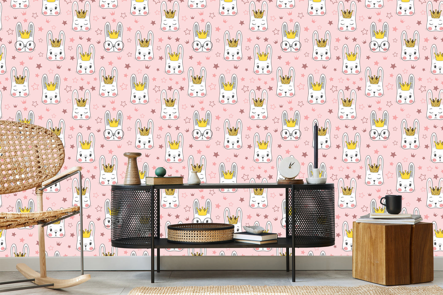 Wallpaper For Children - Rabbits And Stars