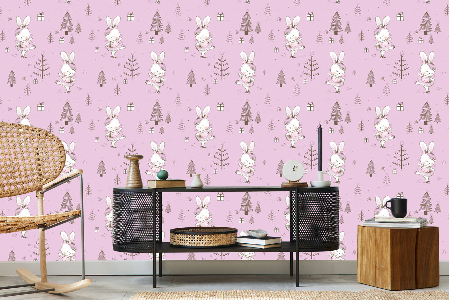 Wallpaper Baby Rabbits, Birds, Animals, Trees