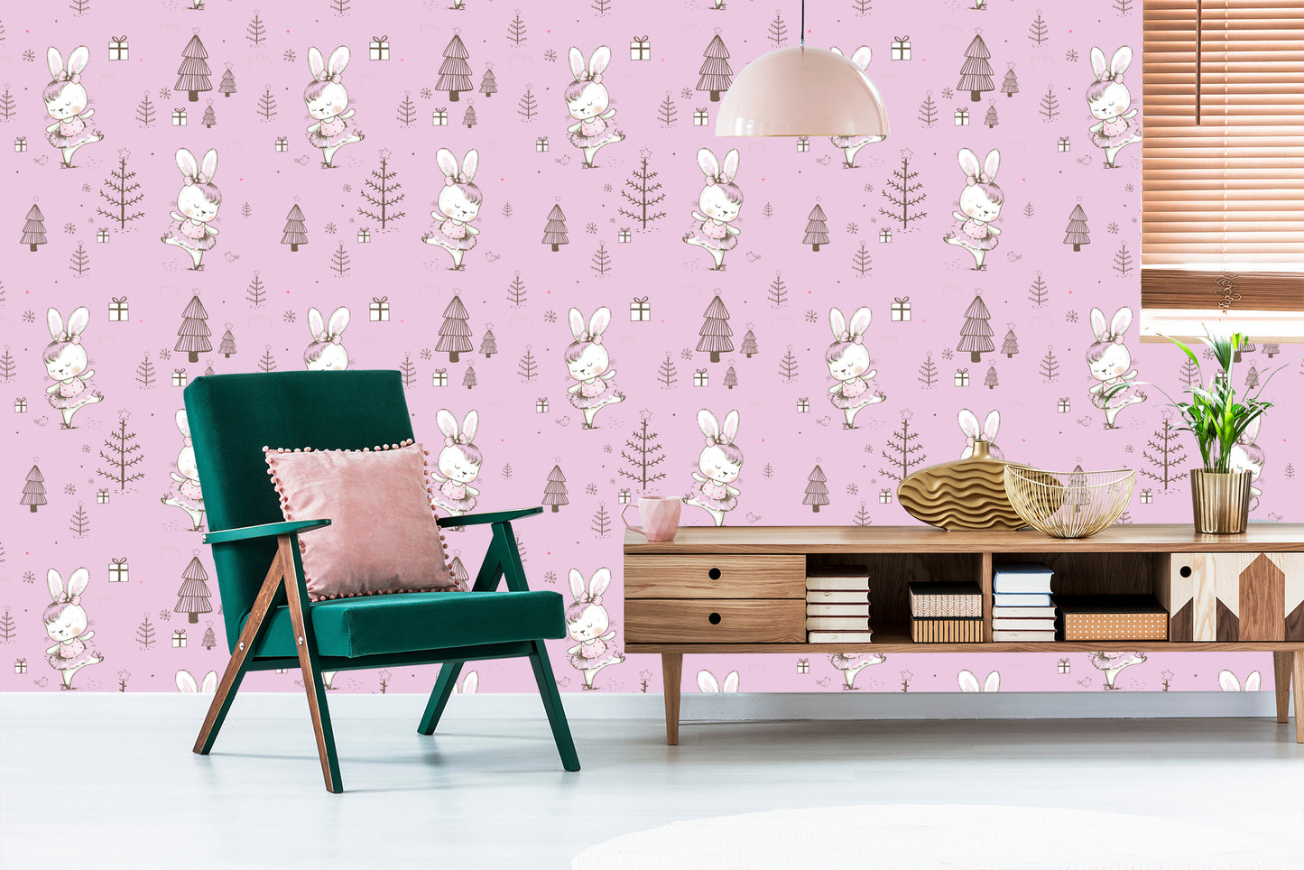Wallpaper Baby Rabbits, Birds, Animals, Trees